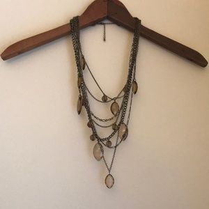 Smokey acrylic layered chain necklace